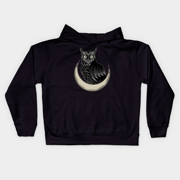 Owl Moon Kids Hoodie by Nightnokturnal